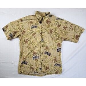 Harley Davidson Tori Richard Button Up Hawaiian Shirt Size Large Motorcycle USA